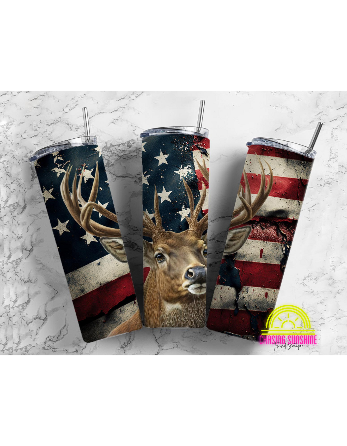Deer with American Flag