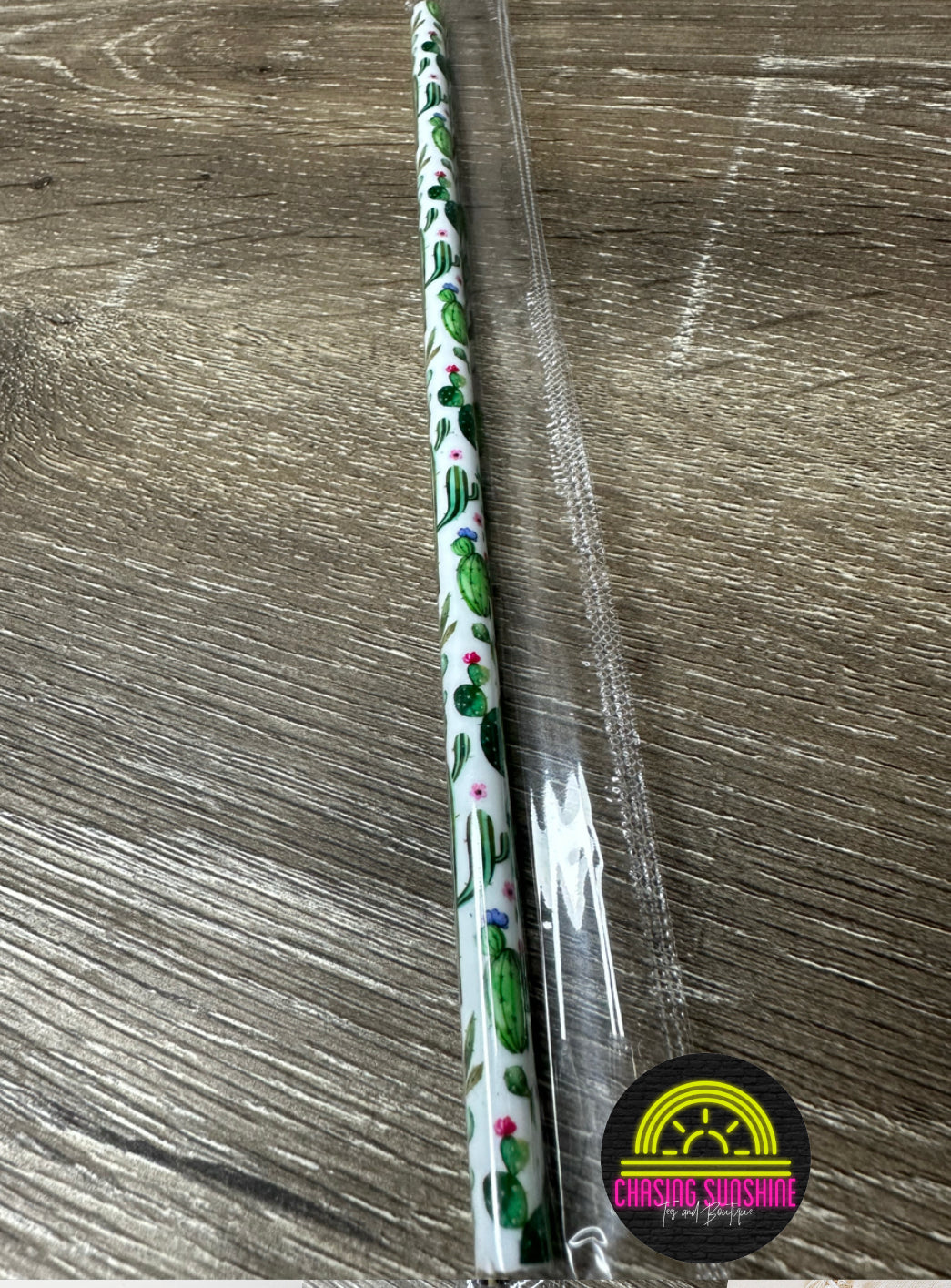 Cactus Print 10" Reusable Plastic Straw
