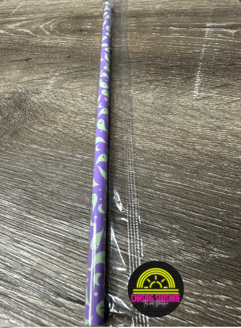 Ghost Print 10" Reusable Plastic Straw