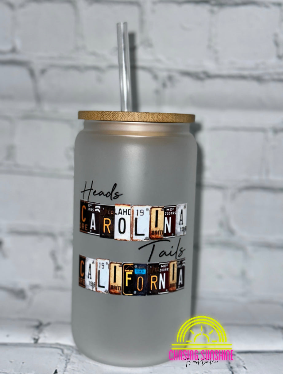 Heads Carolina Tails California 16oz Libby cup