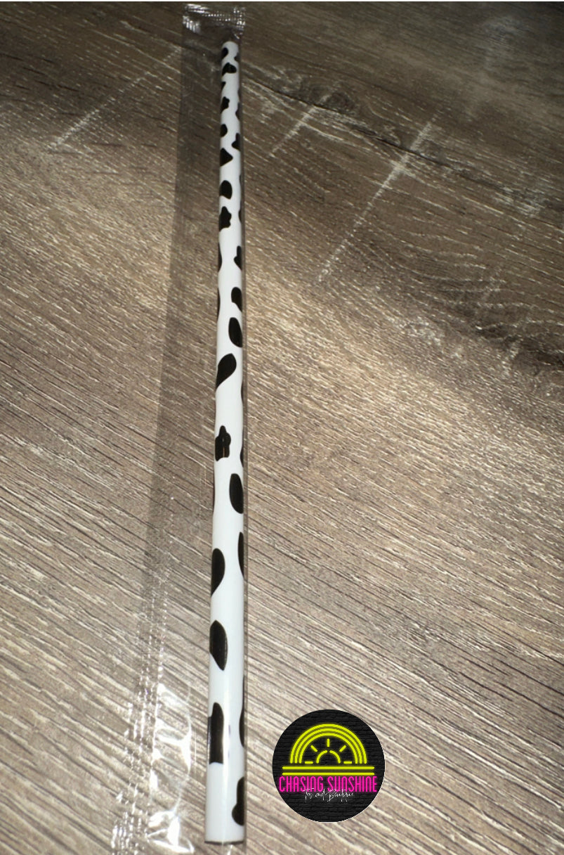 Cow Print 10” Reusable Plastic Straw
