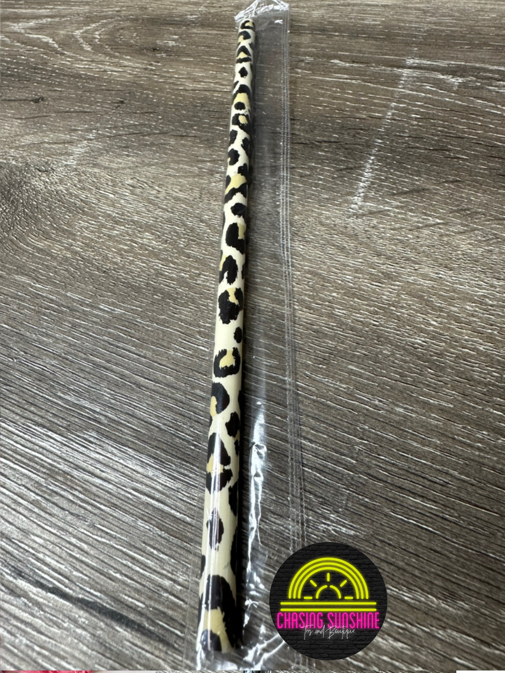 Leopard Print 10" Reusable Plastic Straw