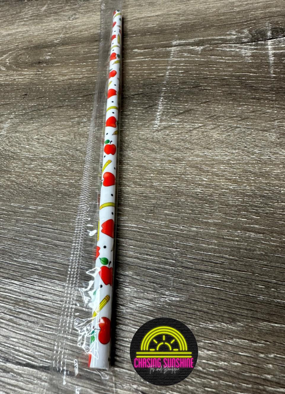 Teacher Print 10" Reusable Plastic Straw