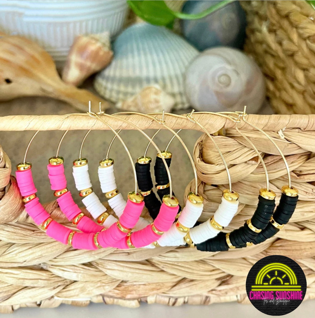 Black Heishi Bead Earrings